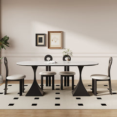 Sleek Modern Table - Sintered Stone & Carbon Steel Design for Stylish Living fjx-2673