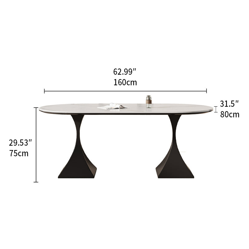 Sleek Modern Table - Sintered Stone & Carbon Steel Design for Stylish Living fjx-2673