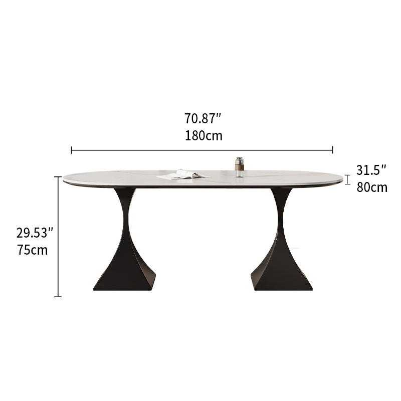 Sleek Modern Table - Sintered Stone & Carbon Steel Design for Stylish Living fjx-2673