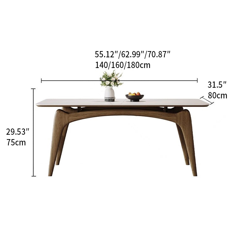 Elegant Ash Wood Table with Sintered Stone Top - Stylish and Durable Furniture Solution fjx-2674