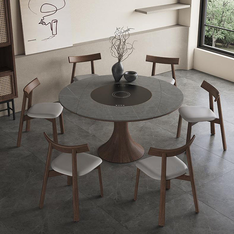 Luxurious Oak Wood & Sintered Stone Table - Perfect for Elegant Dining Spaces fjx-2681