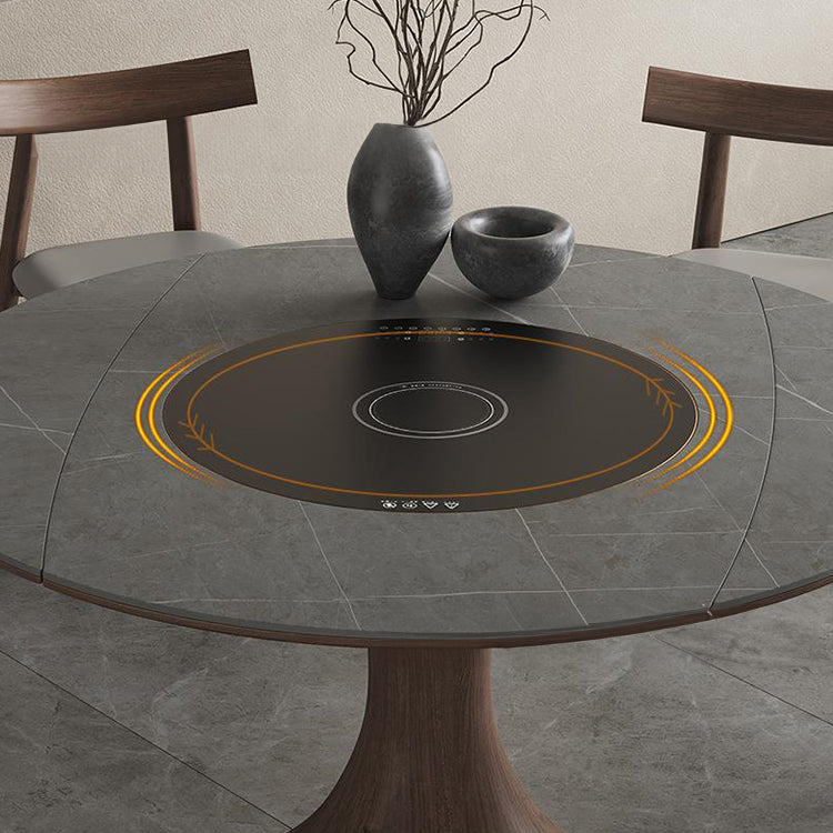 Luxurious Oak Wood & Sintered Stone Table - Perfect for Elegant Dining Spaces fjx-2681