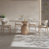 Stylish Ash Wood Table with Durable Sintered Stone Top for Modern Homes fjx-2682