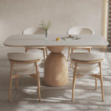Stylish Ash Wood Table with Durable Sintered Stone Top for Modern Homes fjx-2682