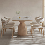 Stylish Ash Wood Table with Durable Sintered Stone Top for Modern Homes fjx-2682
