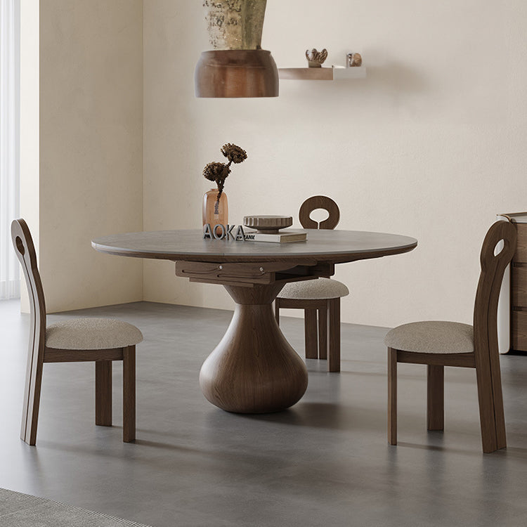 Modern Ash Wood & Solid Wood Table with Sleek Sintered Stone Top fjx-2683