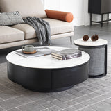 Sleek Sintered Stone Coffee Table with Durable Carbon Steel Frame fjx-2691