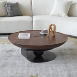Modern Walnut Wood & Tempered Glass Coffee Table - Solid Wood and Stainless Steel Design fjx-2694