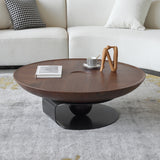 Modern Walnut Wood & Tempered Glass Coffee Table - Solid Wood and Stainless Steel Design fjx-2694