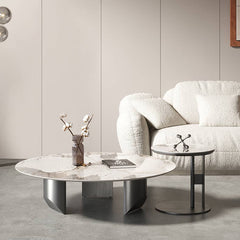 Sleek Sintered Stone Coffee Table with Stainless Steel Frame – Modern Elegance for Your Home fld-2745