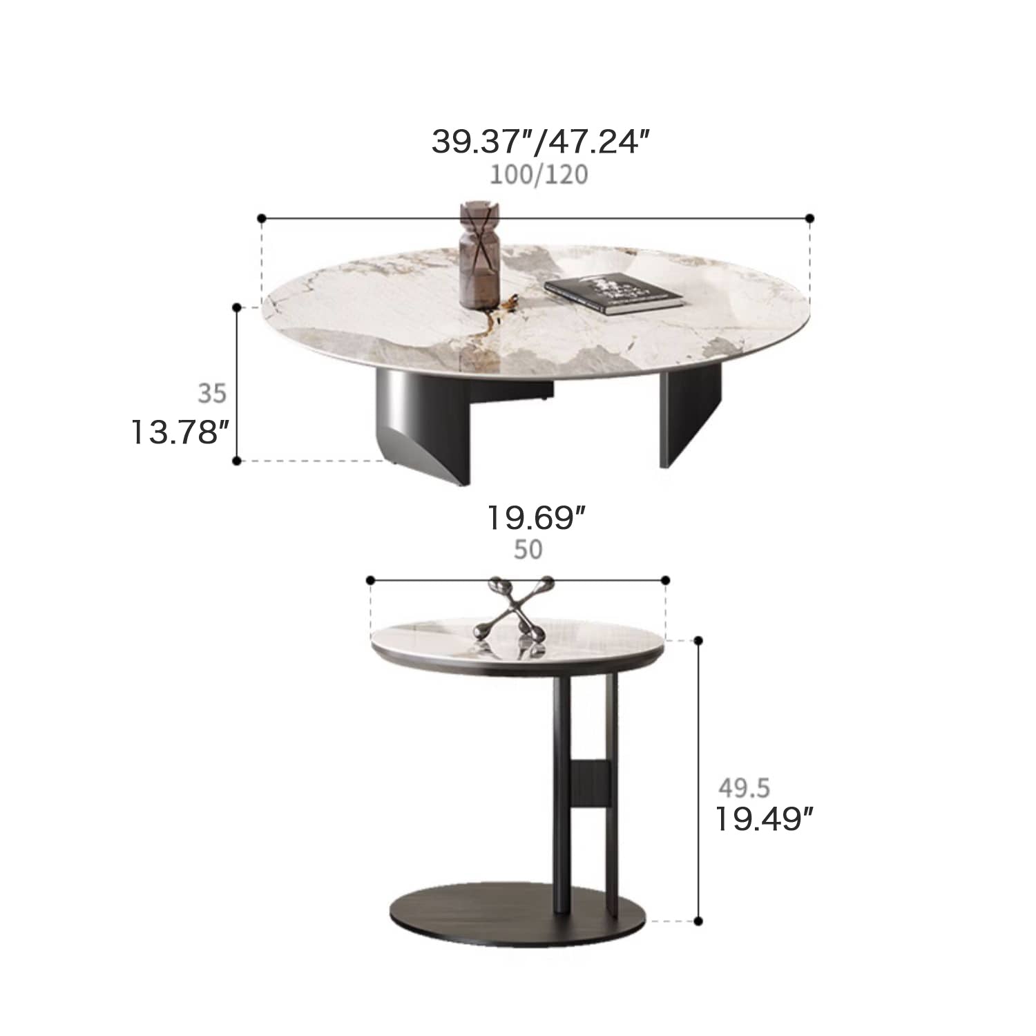 Sleek Sintered Stone Coffee Table with Stainless Steel Frame – Modern Elegance for Your Home fld-2745