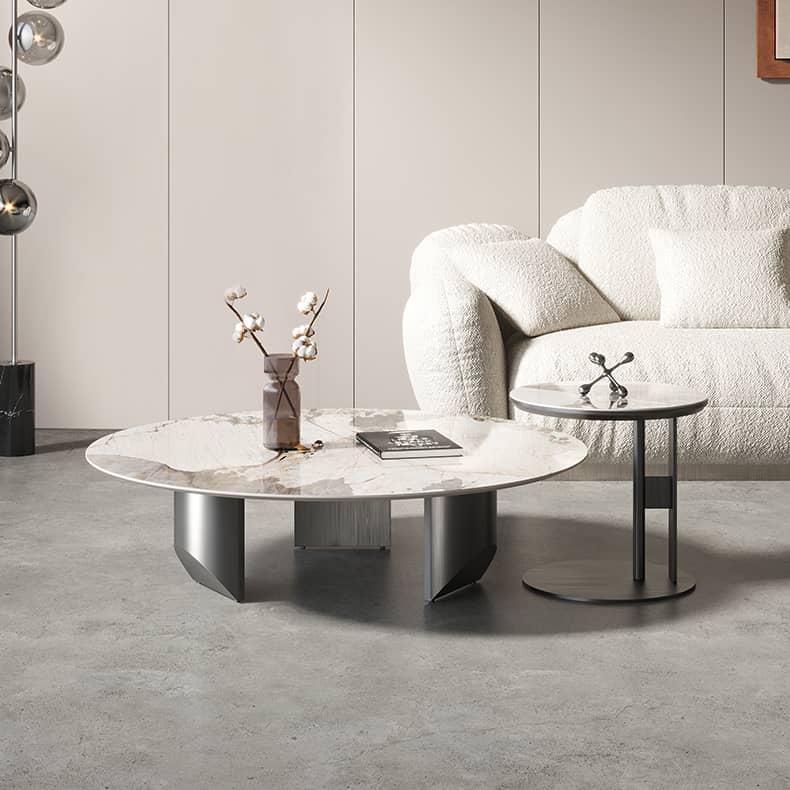 Sleek Sintered Stone Coffee Table with Stainless Steel Frame – Modern Elegance for Your Home fld-2745