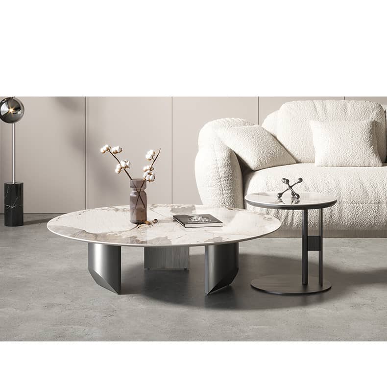 Sleek Sintered Stone Coffee Table with Stainless Steel Frame – Modern Elegance for Your Home fld-2745