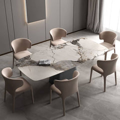 Modern Sintered Stone & Stainless Steel Table - Stylish and Durable Dining Solution fld-2746