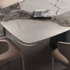 Modern Sintered Stone & Stainless Steel Table - Stylish and Durable Dining Solution fld-2746