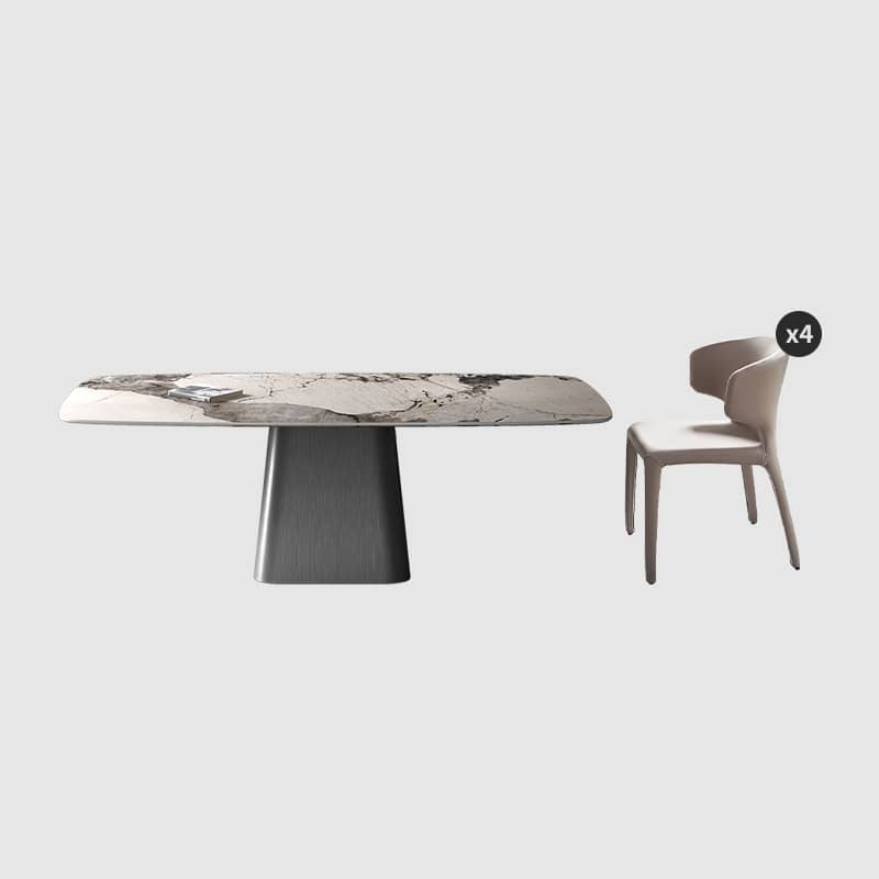 Modern Sintered Stone & Stainless Steel Table - Stylish and Durable Dining Solution fld-2746