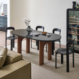 Luxurious Tempered Glass Dining Table with Oak Wood Frame for Dining Room fld-2755