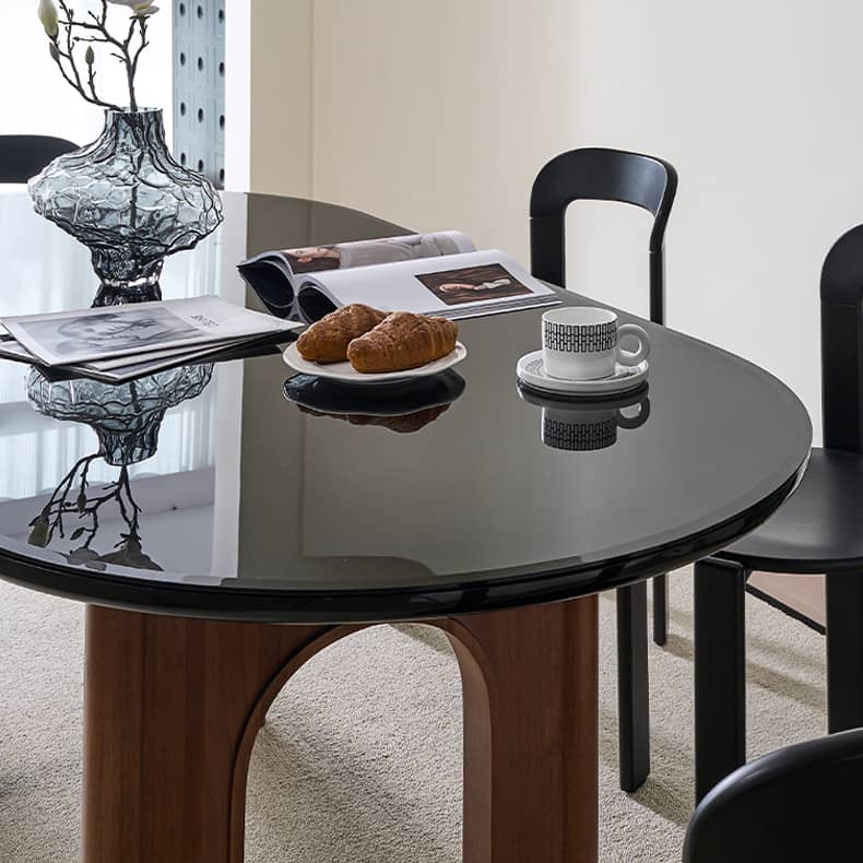 Elegant Oak Wood and Tempered Glass Table - Solid Wood Design fld-2755