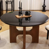 Elegant Oak Wood Dining Table with Tempered Glass Table Top fld-2758