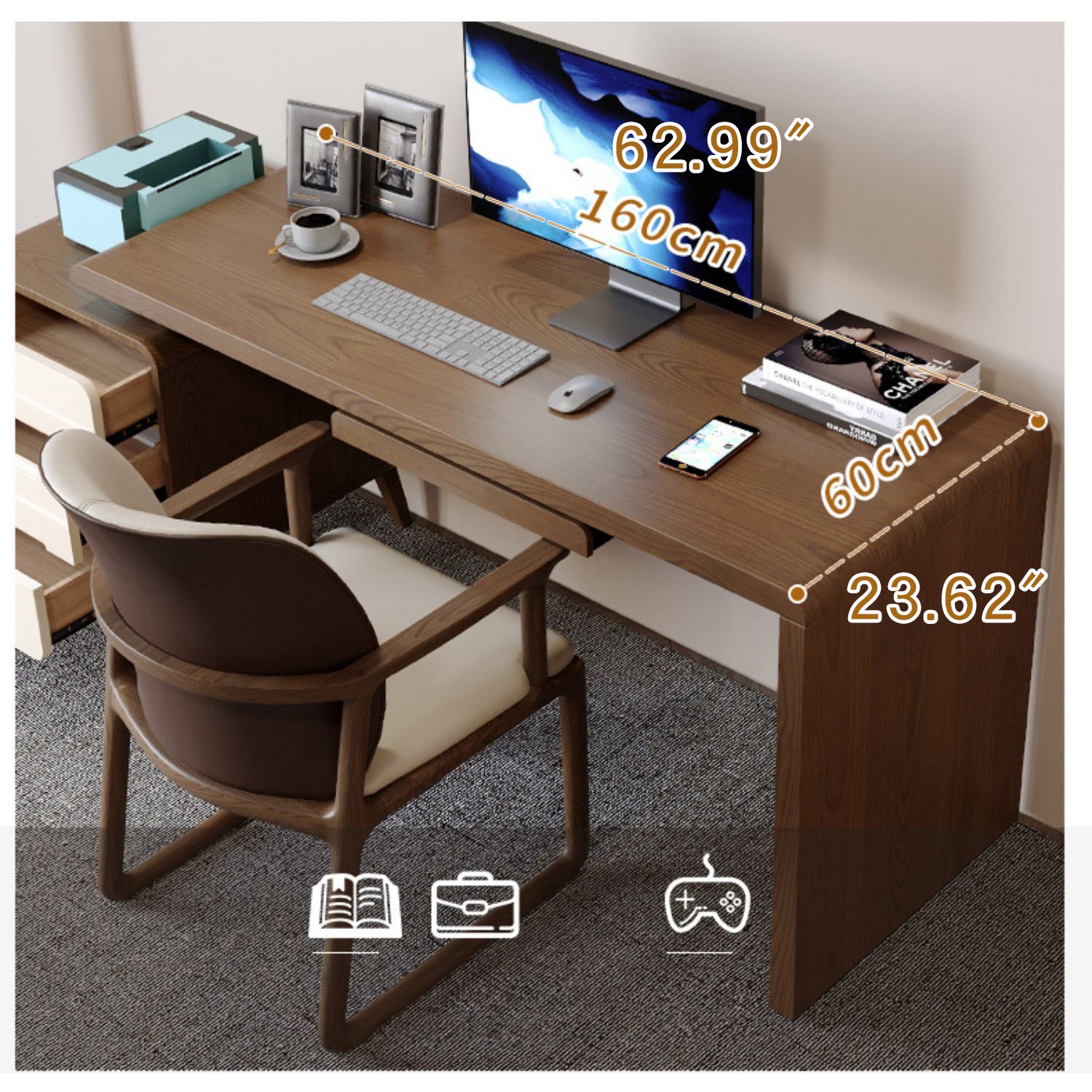 Premium Quality Brown Ash and Pine Wood Desk - Elegant Home Decor fmbs-001