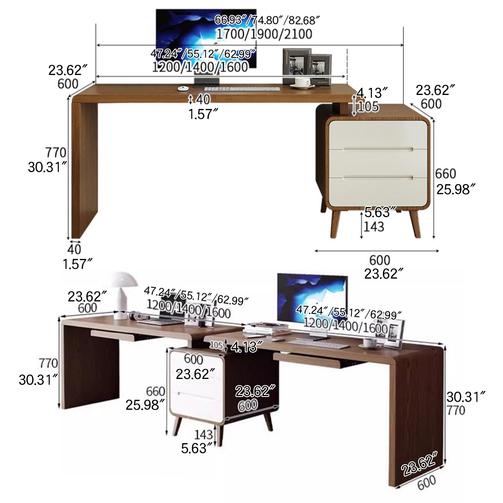 Premium Quality Brown Ash and Pine Wood Desk - Elegant Home Decor fmbs-001