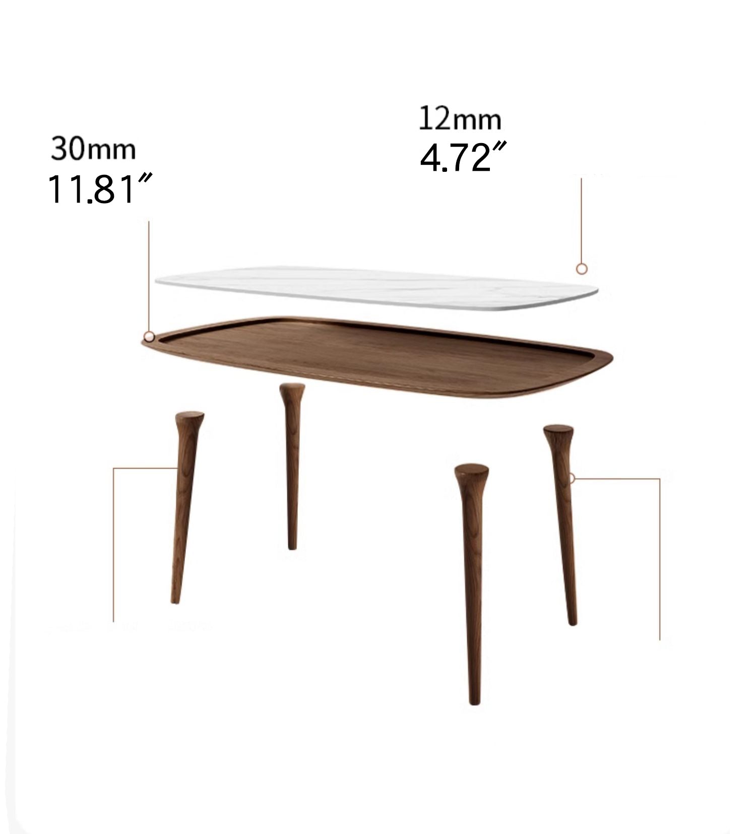 Modern Rectangular Wooden Dining Table –Sintered Stone Top Durable Design for Diningroom fmbs-002