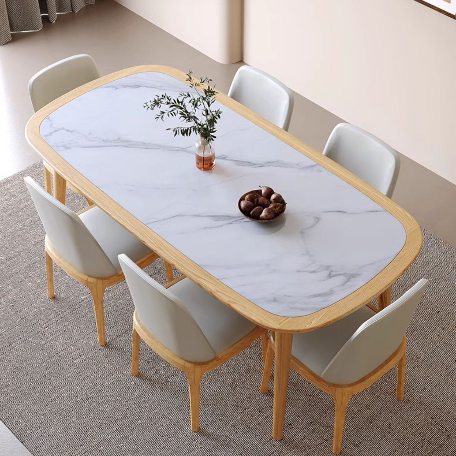 Modern Rectangular Wooden Dining Table –Sintered Stone Top Durable Design for Diningroom fmbs-002