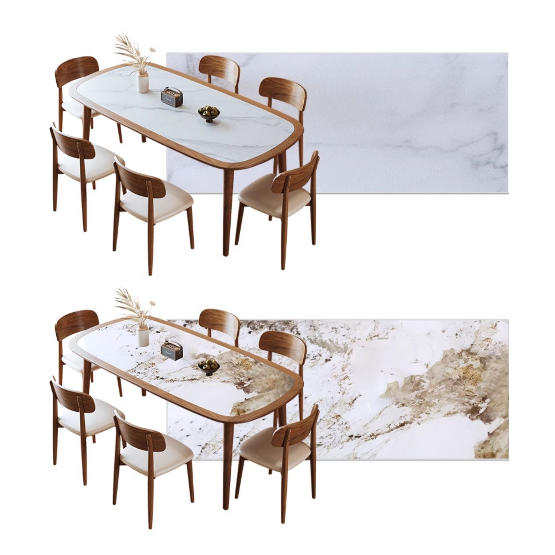 Modern Rectangular Wooden Dining Table –Sintered Stone Top Durable Design for Diningroom fmbs-002