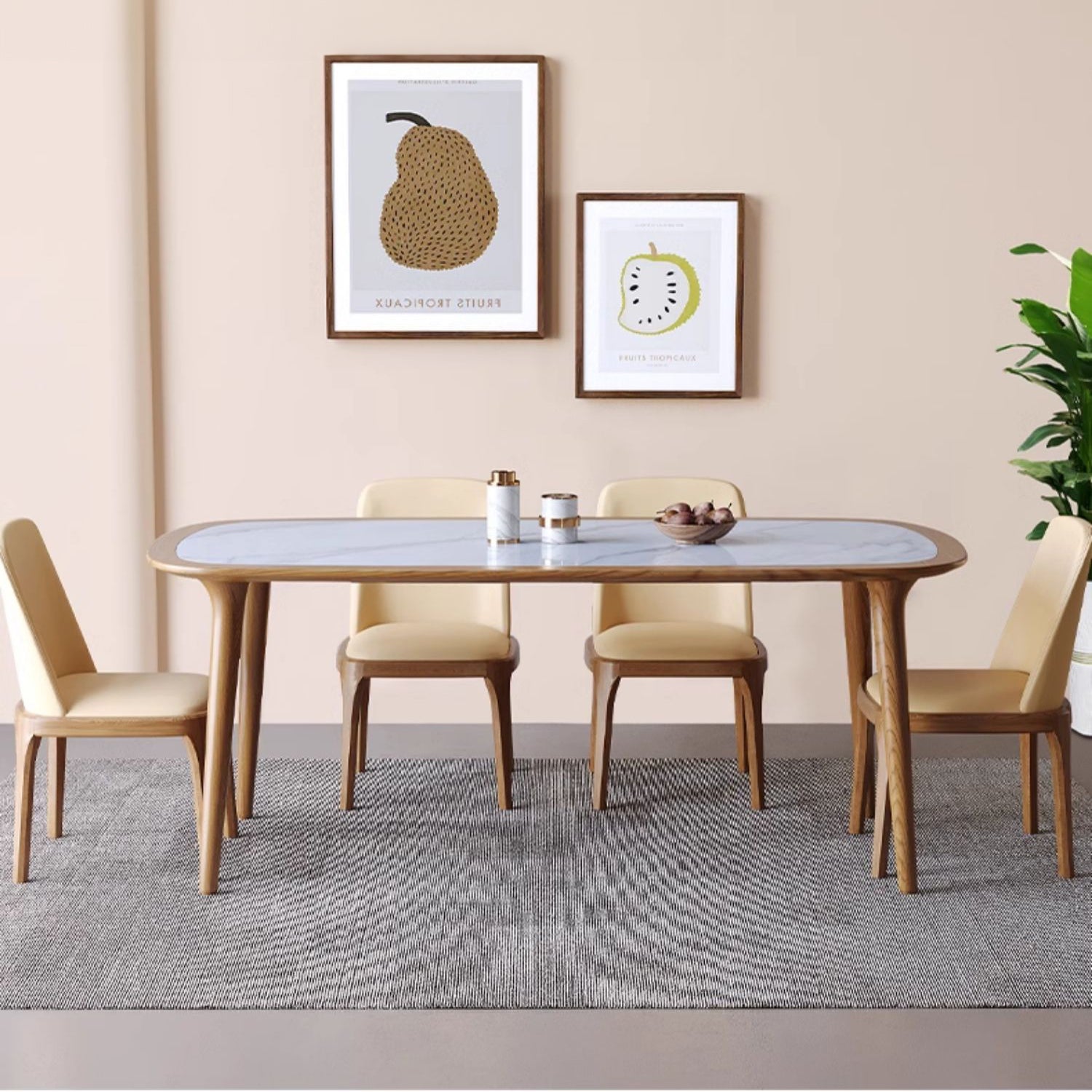 Modern Rectangular Wooden Dining Table –Sintered Stone Top Durable Design for Diningroom fmbs-002