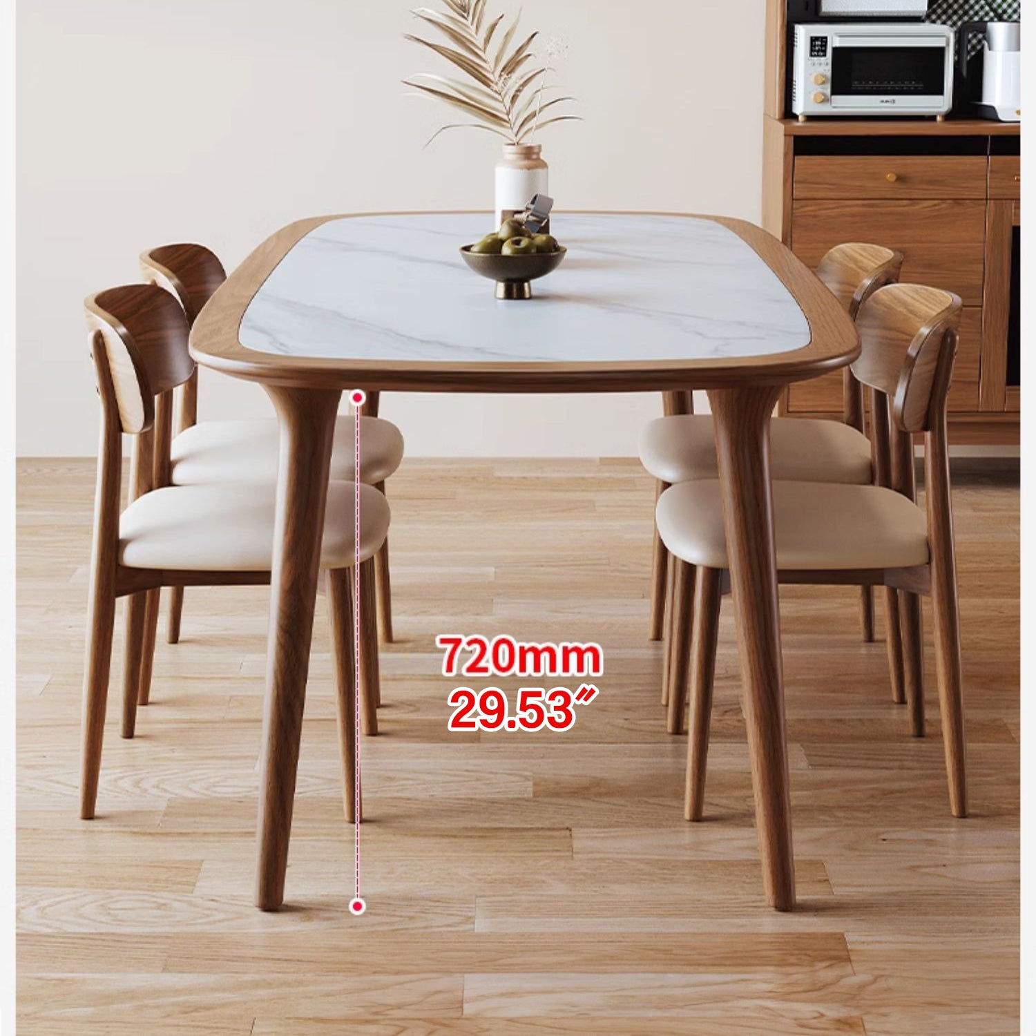 Modern Rectangular Wooden Dining Table –Sintered Stone Top Durable Design for Diningroom fmbs-002