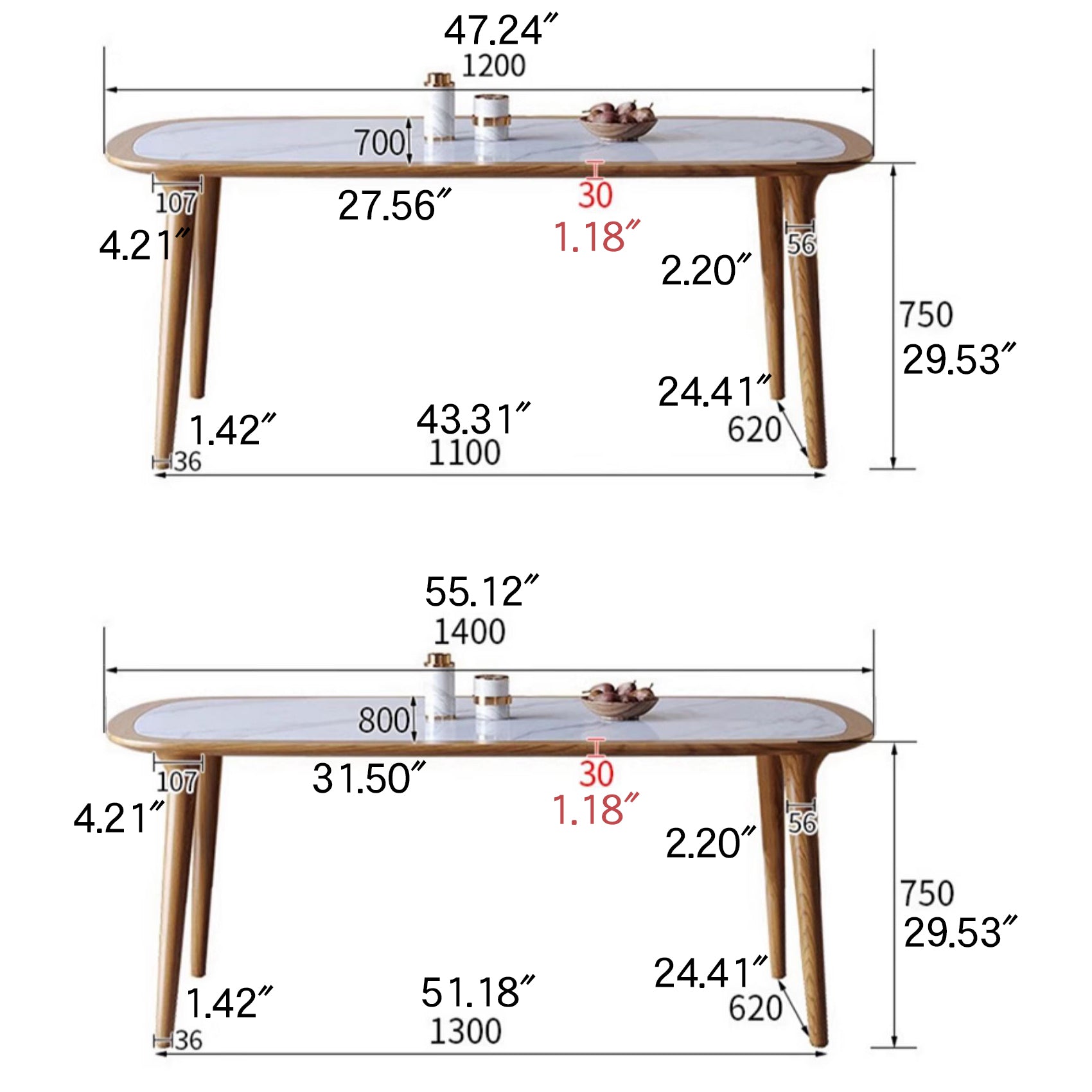 Modern Rectangular Wooden Dining Table –Sintered Stone Top Durable Design for Diningroom fmbs-002