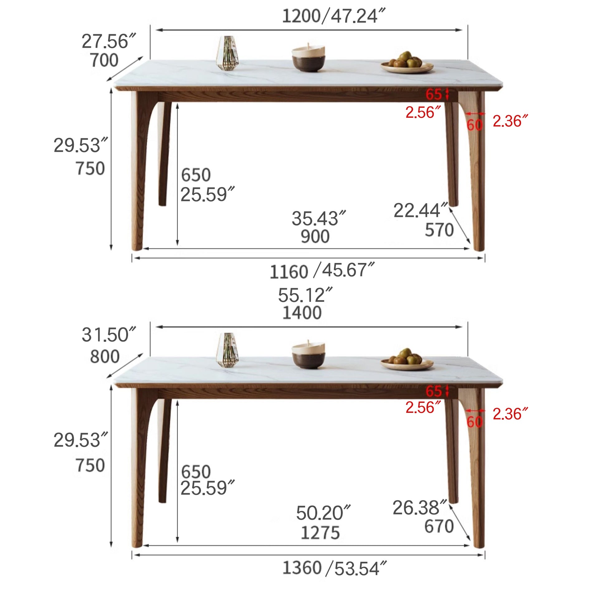 Modern Rectangular Dining Table with Durable Sintered Stone Top for 6-8 Person fmbs-006