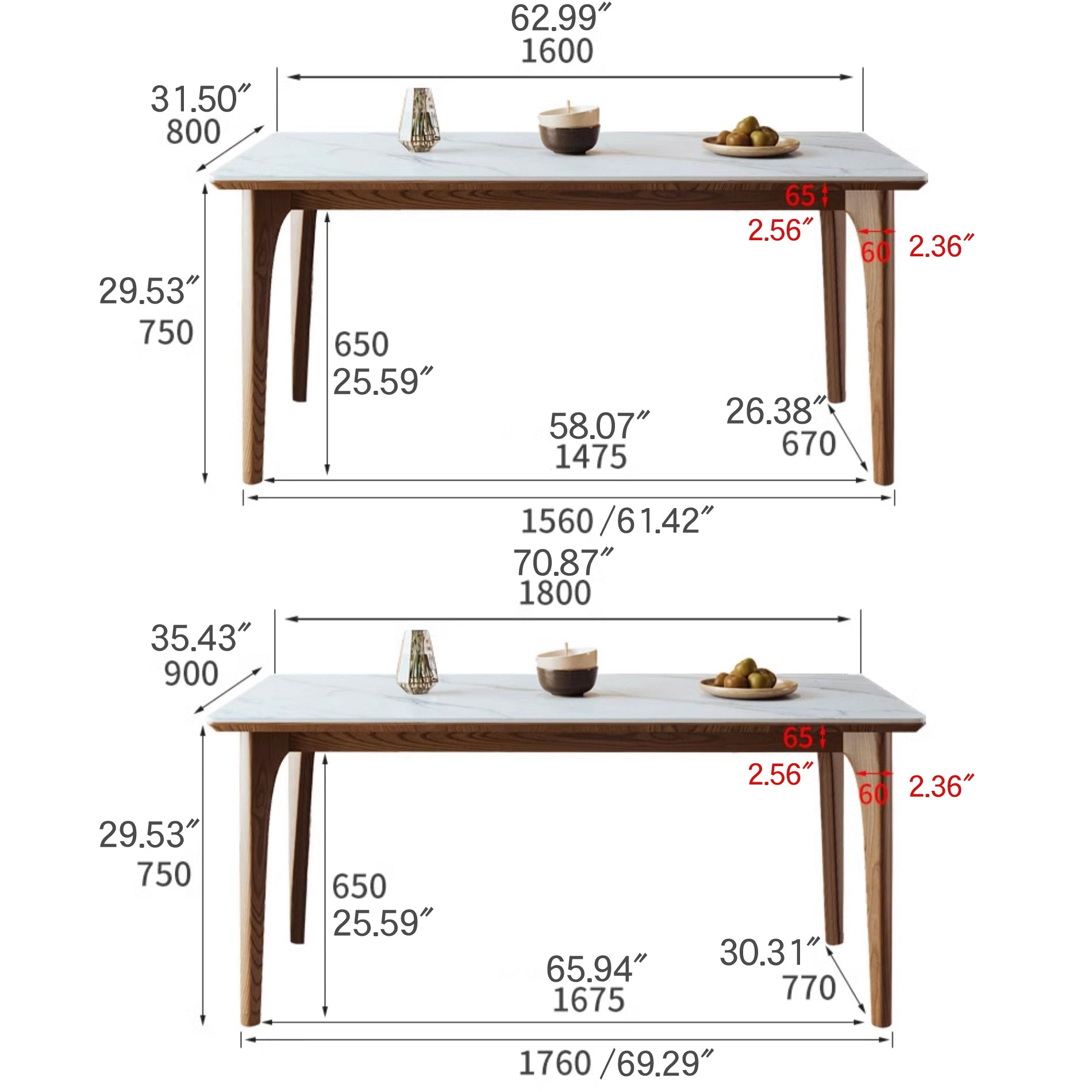 Modern Rectangular Dining Table with Durable Sintered Stone Top for 6-8 Person fmbs-006