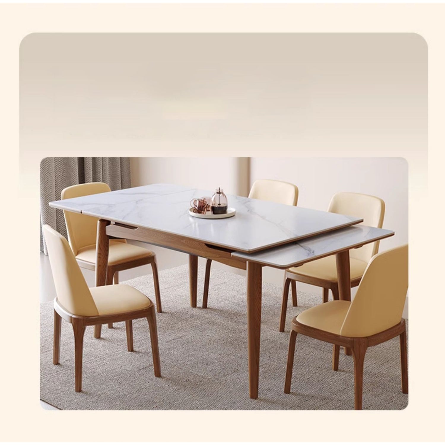 Modern Extendable Rectangular Dining Table with Sintered Stone Top for 6-8 Persons fmbs-008