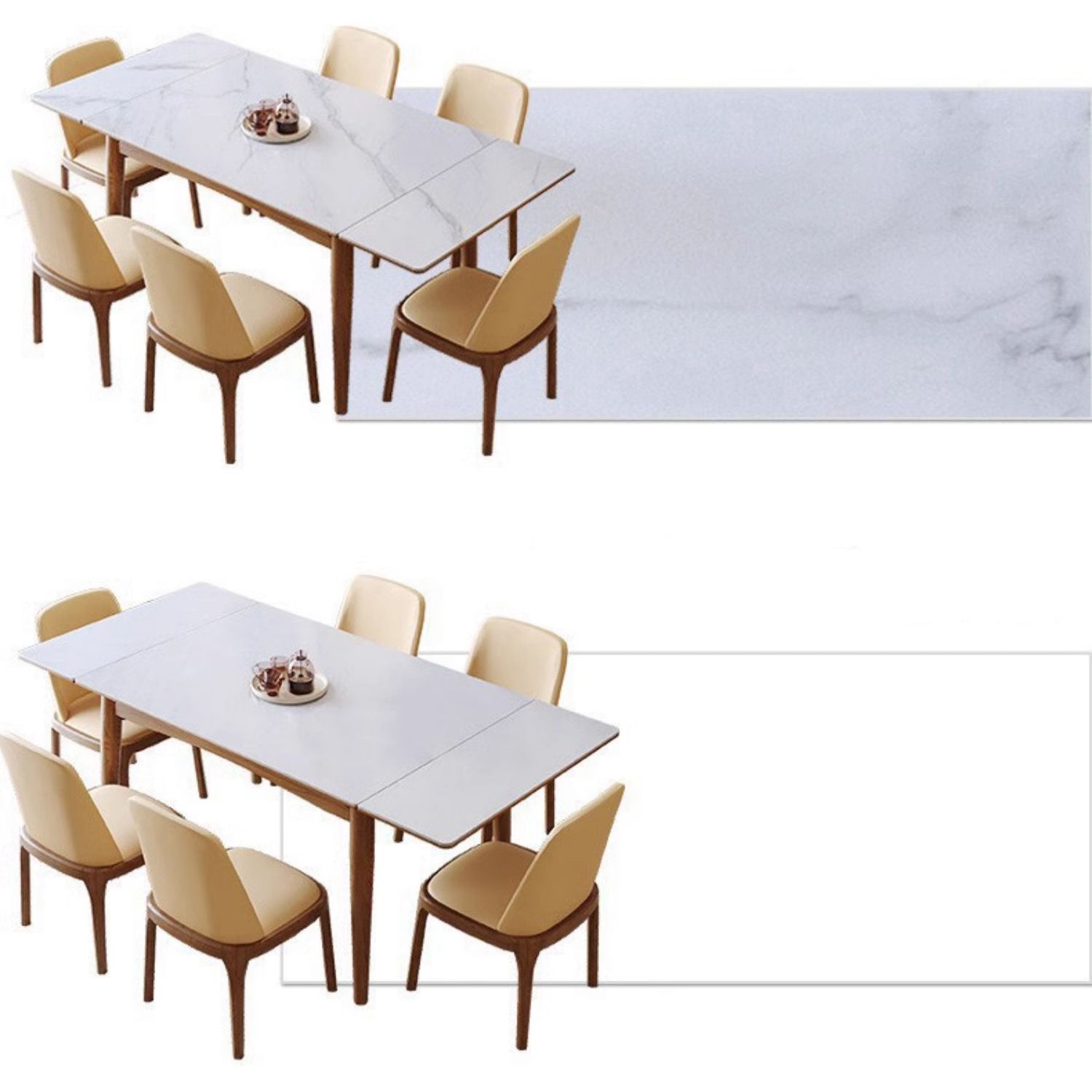 Modern Extendable Rectangular Dining Table with Sintered Stone Top for 6-8 Persons fmbs-008