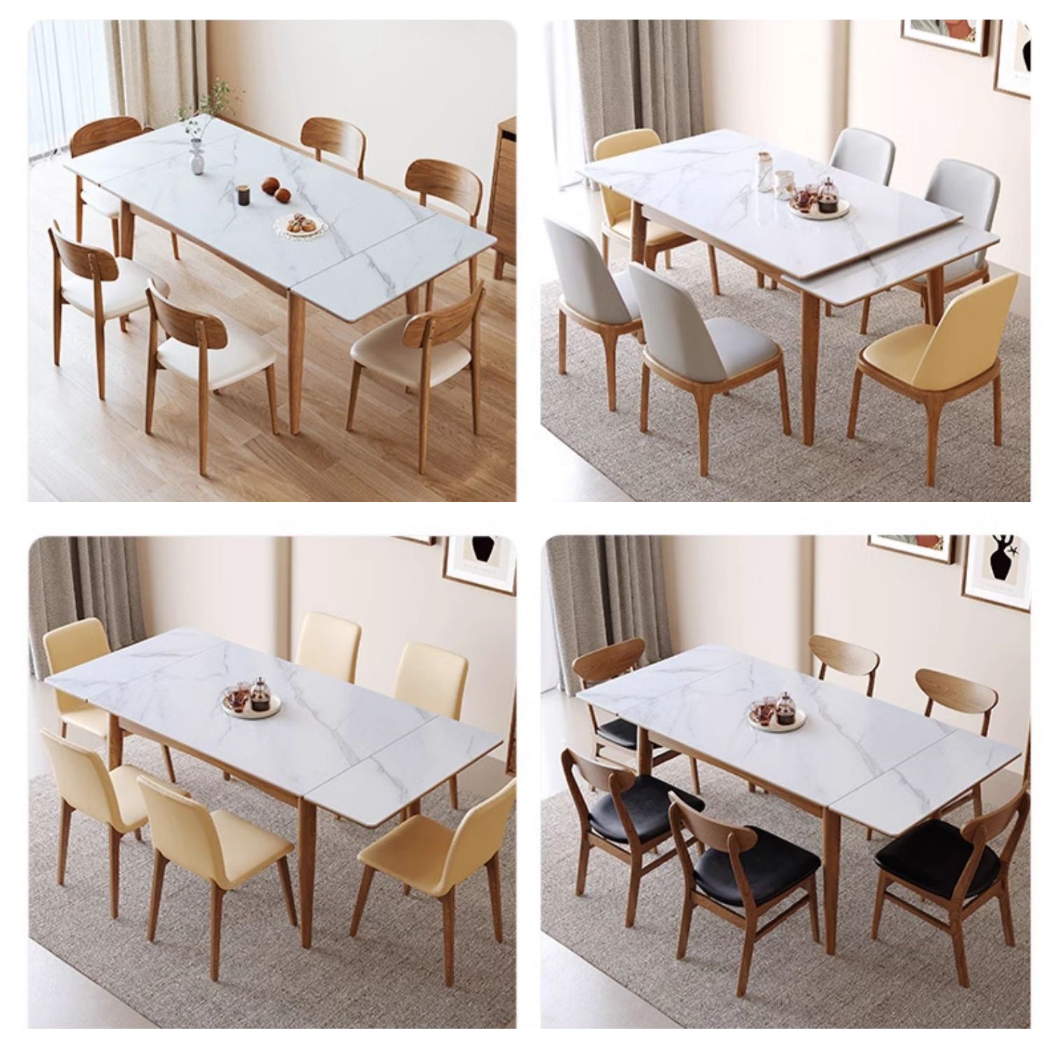 Modern Extendable Rectangular Dining Table with Sintered Stone Top for 6-8 Persons fmbs-008