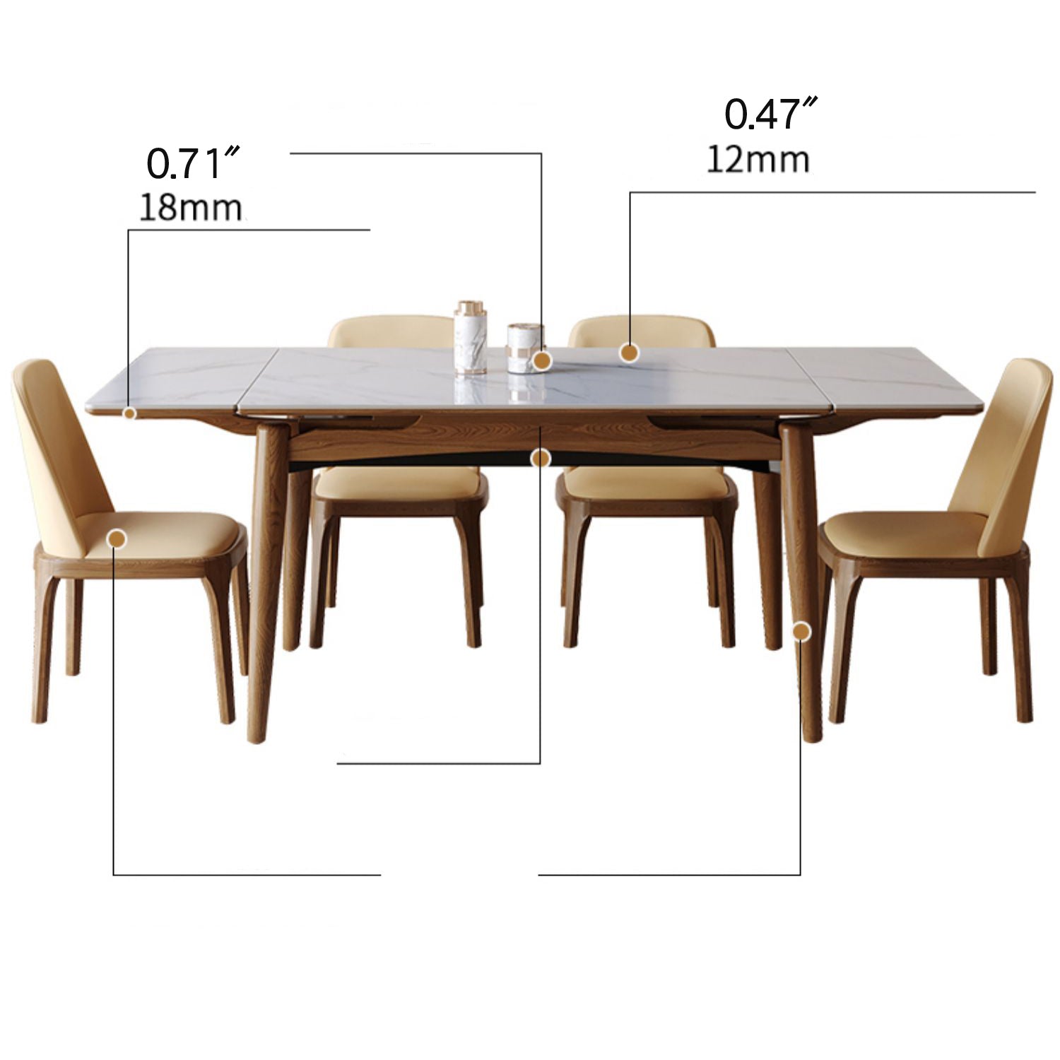 Modern Extendable Rectangular Dining Table with Sintered Stone Top for 6-8 Persons fmbs-008