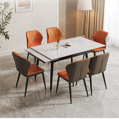 Extendable Rectangular Dining Table with Sintered Stone Top for 6-8 Person fmbs-011