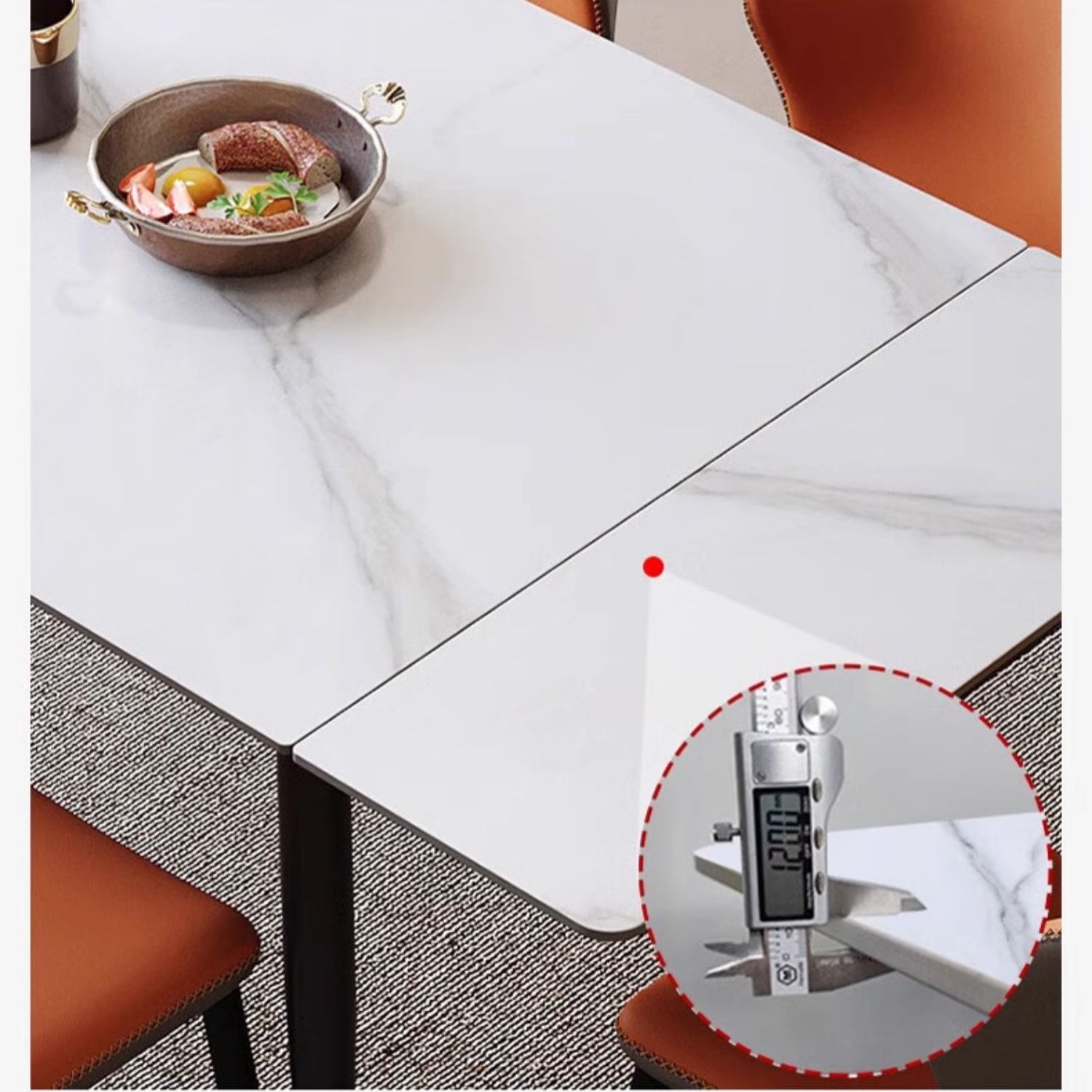 Extendable Rectangular Dining Table with Sintered Stone Top for 6-8 Person fmbs-011