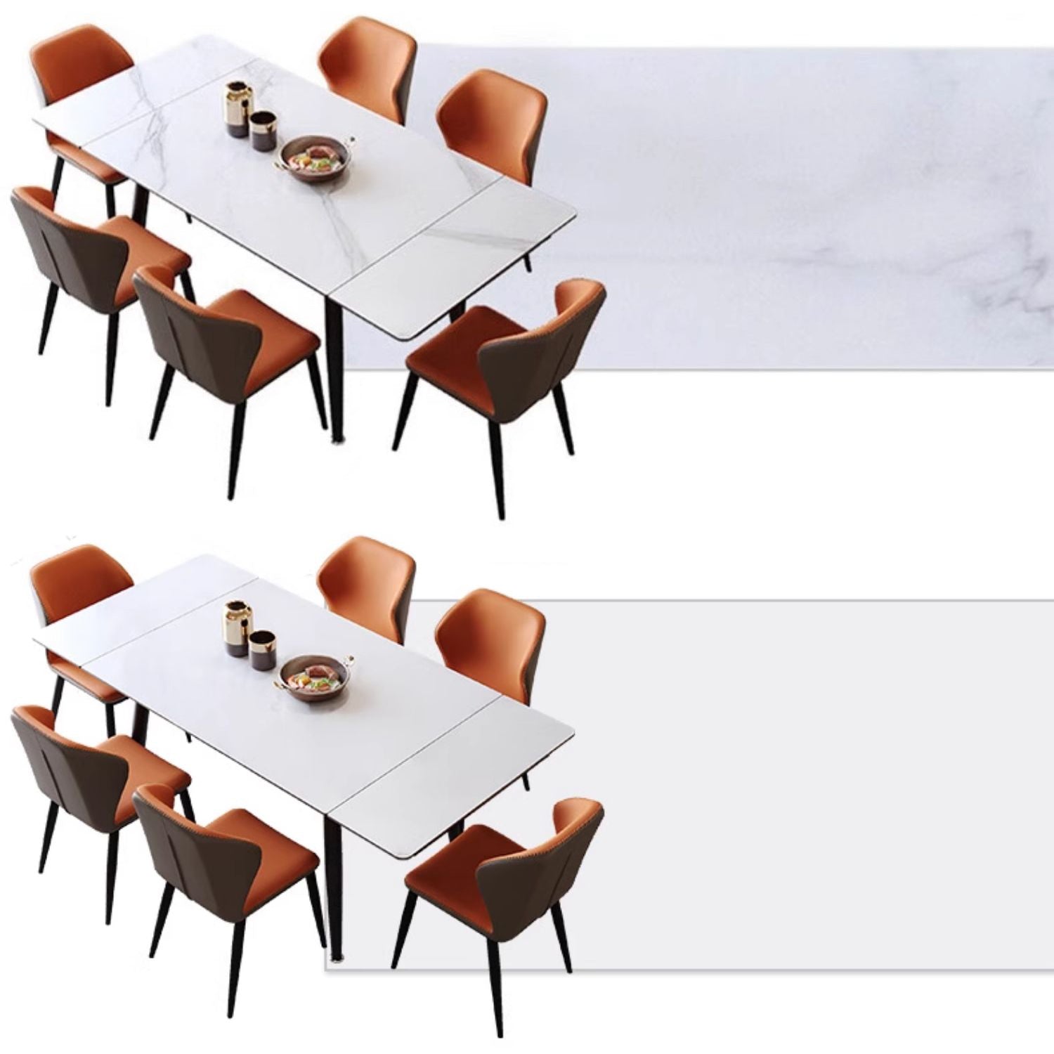 Extendable Rectangular Dining Table with Sintered Stone Top for 6-8 Person fmbs-011