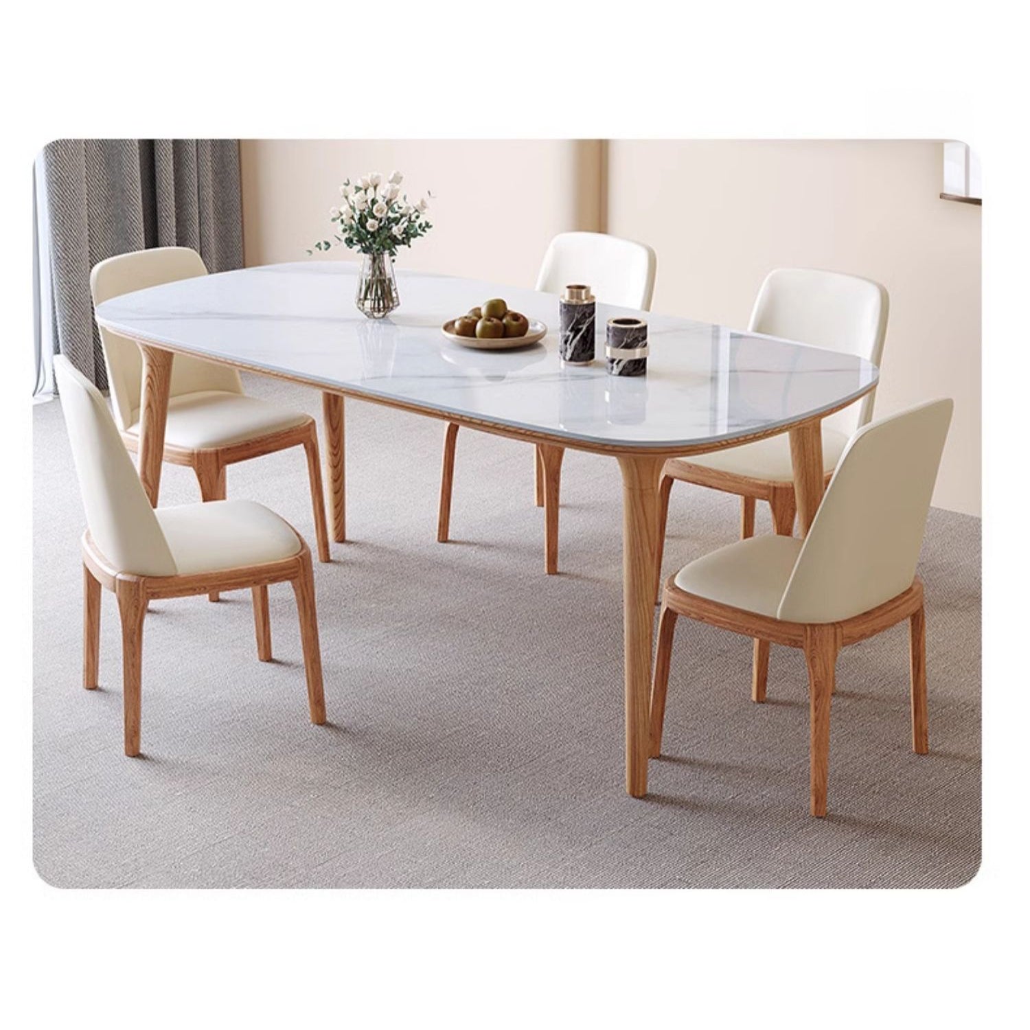 Modern Rectangular Dining Table - Durable Sintered Stone Top for 6 fmbs-012