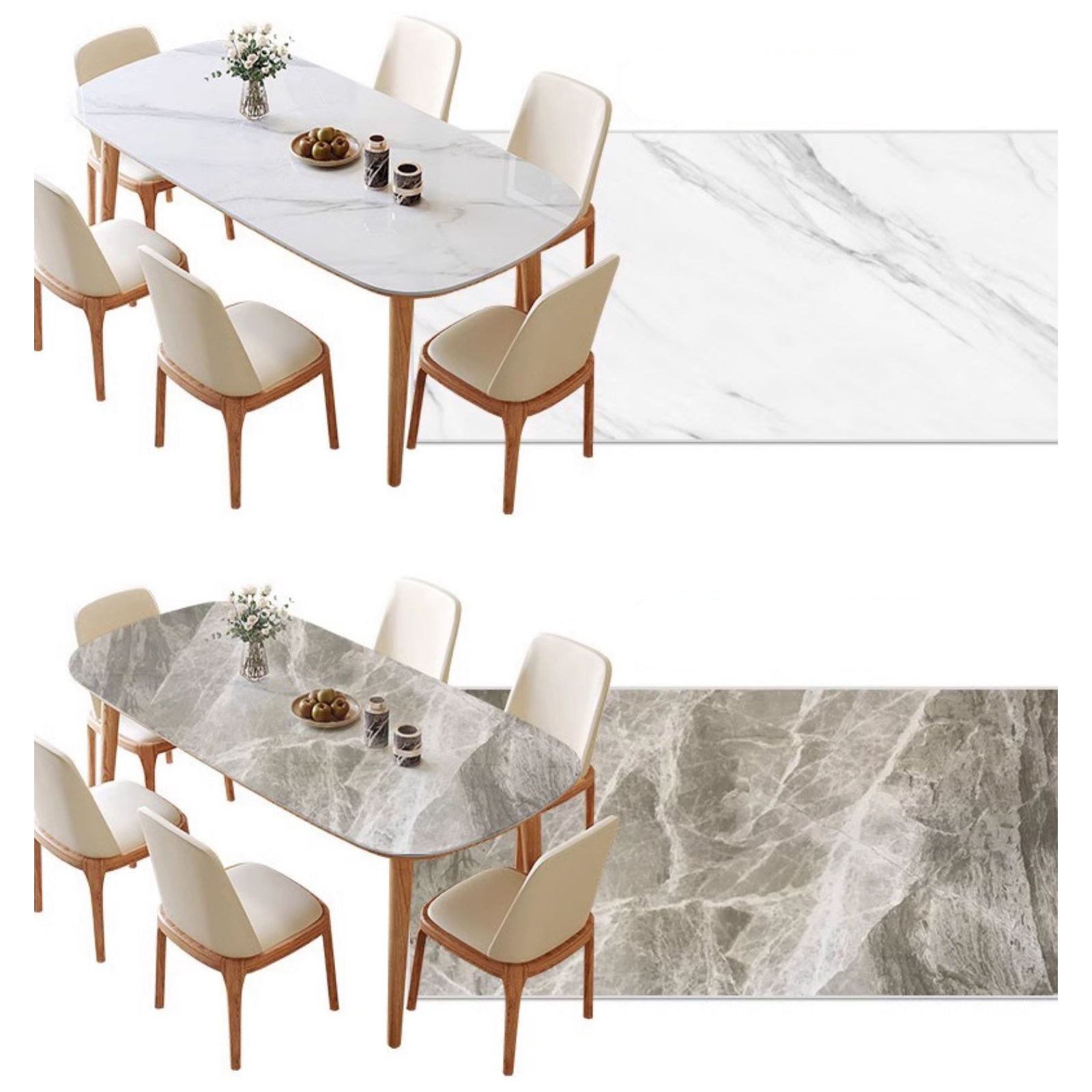 Modern Rectangular Dining Table - Durable Sintered Stone Top for 6 fmbs-012