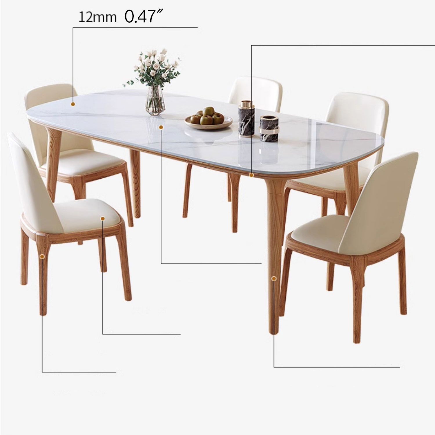 Modern Rectangular Dining Table - Durable Sintered Stone Top for 6 fmbs-012