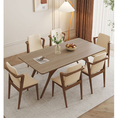 Minimalistic Rectangular Wooden Dining Table with Sintered Stone Top for 6 People fmbs-013