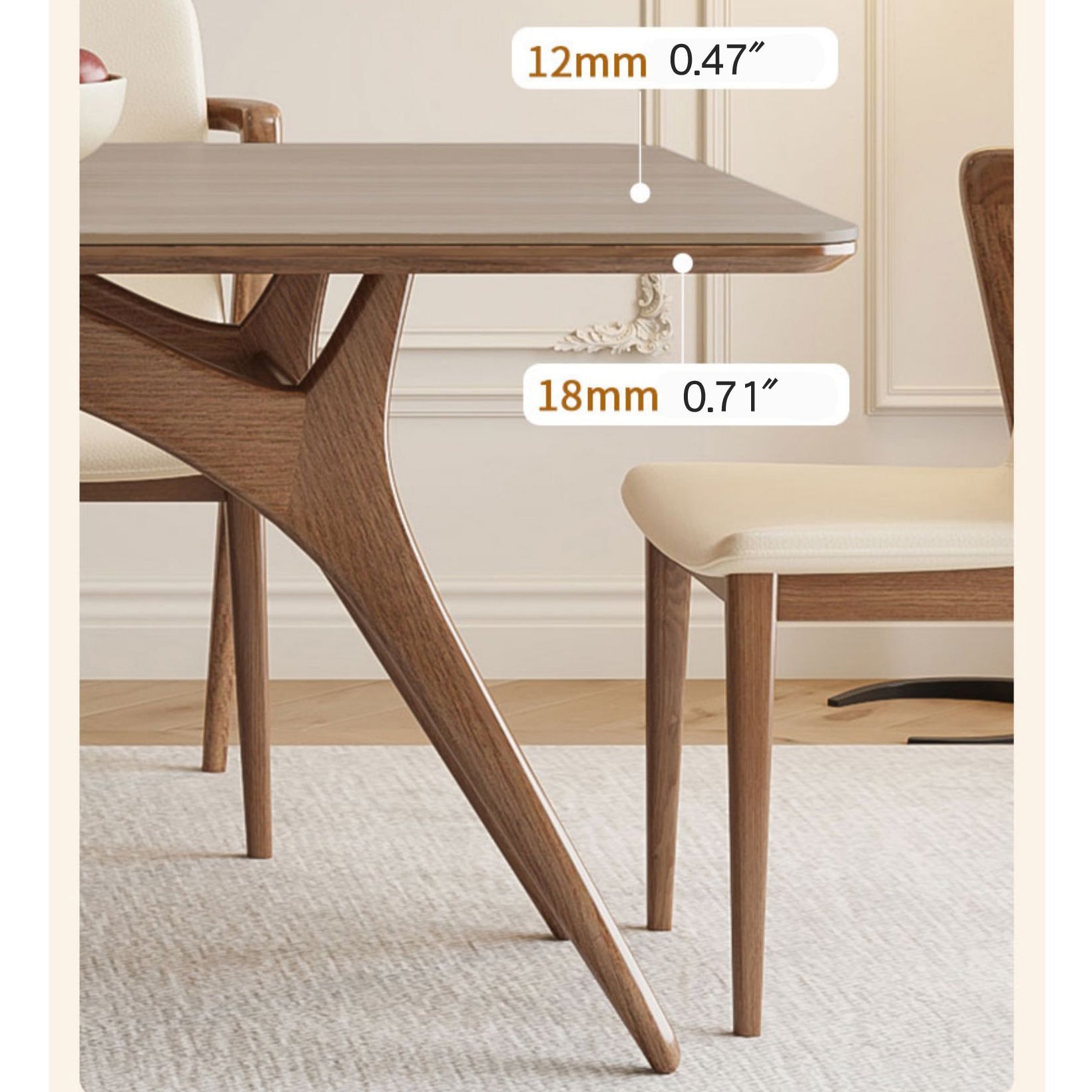 Minimalistic Rectangular Wooden Dining Table with Sintered Stone Top for 6 People fmbs-013