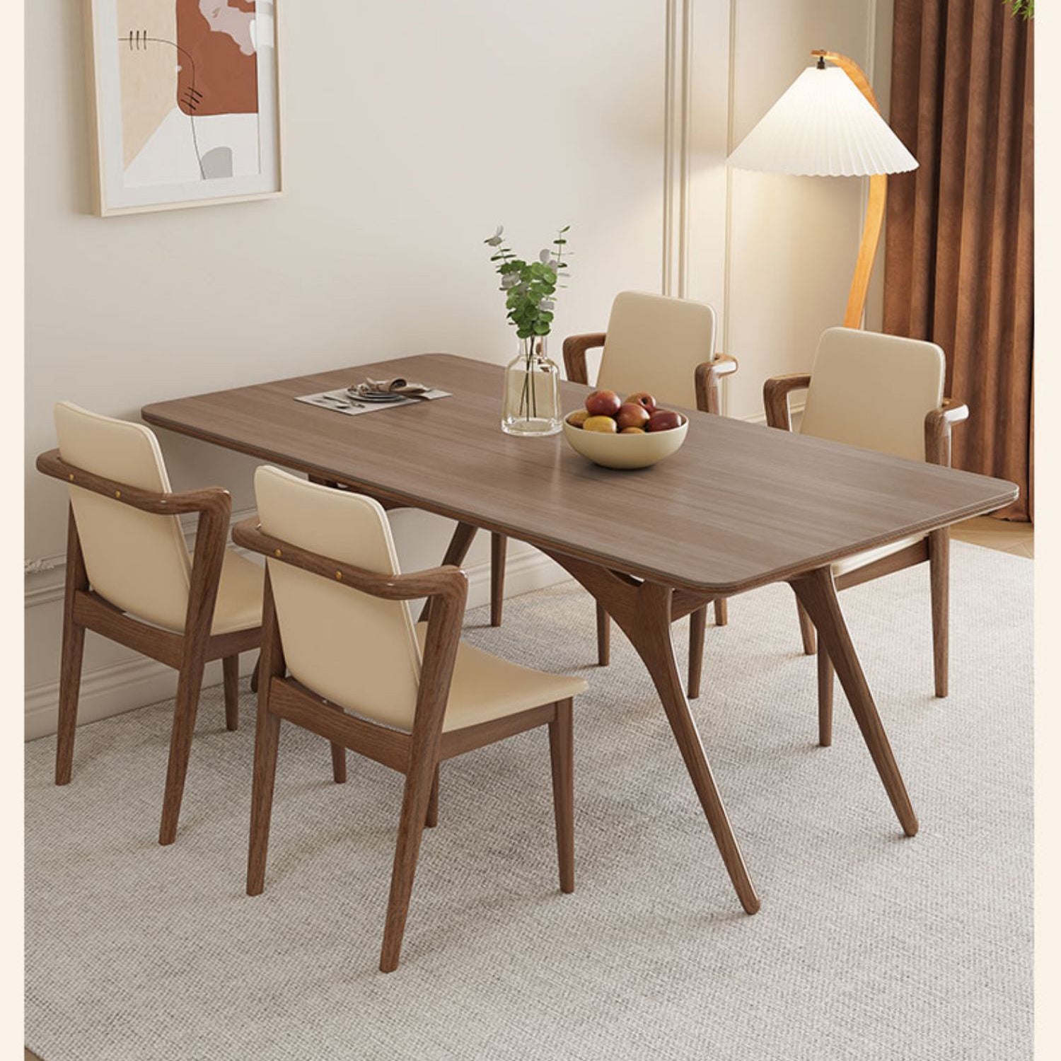 Minimalistic Rectangular Wooden Dining Table with Sintered Stone Top for 6 People fmbs-013