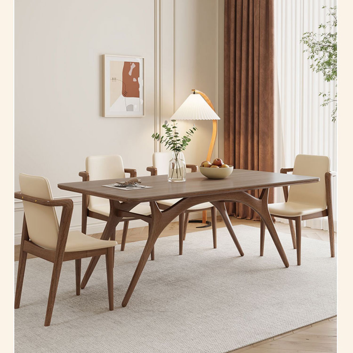 Minimalistic Rectangular Wooden Dining Table with Sintered Stone Top for 6 People fmbs-013