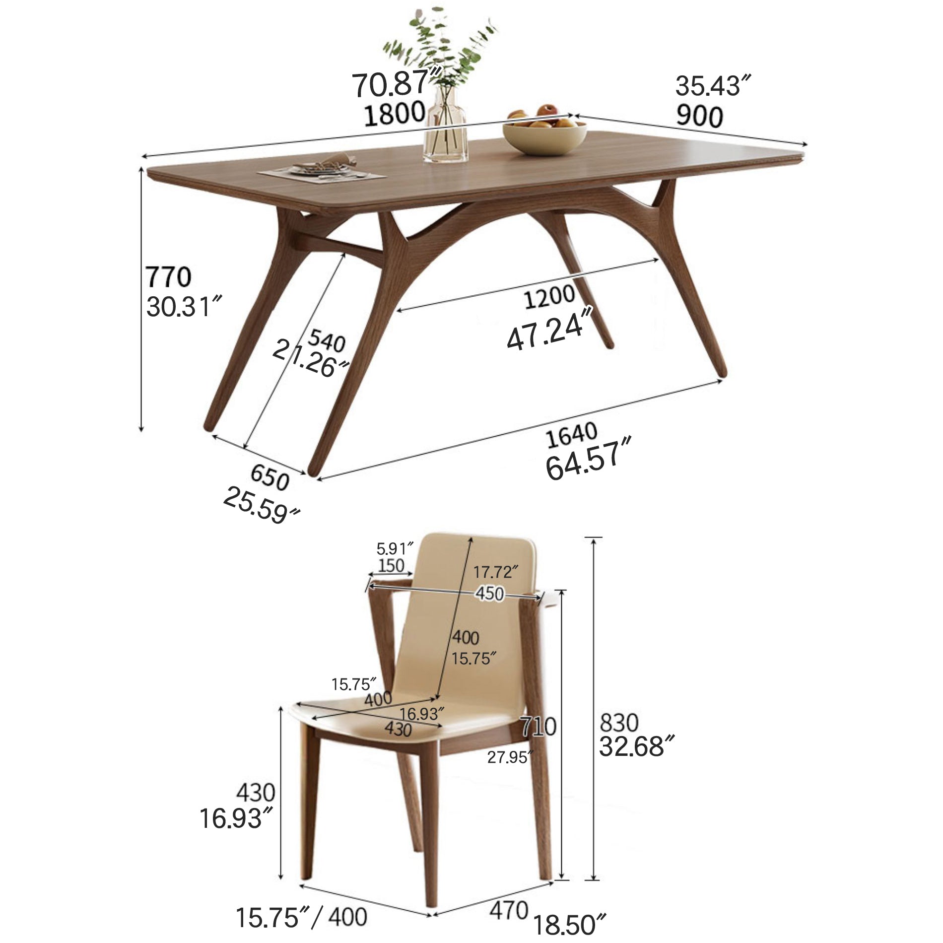 Minimalistic Rectangular Wooden Dining Table with Sintered Stone Top for 6 People fmbs-013