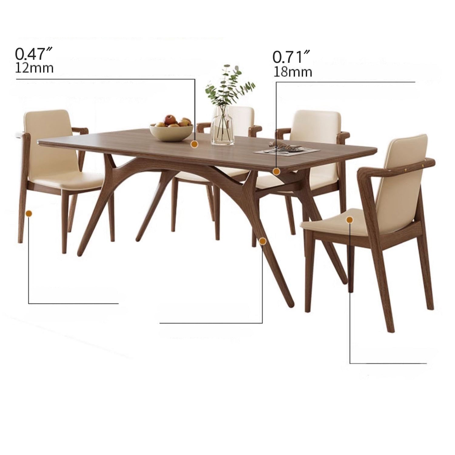 Minimalistic Rectangular Wooden Dining Table with Sintered Stone Top for 6 People fmbs-013