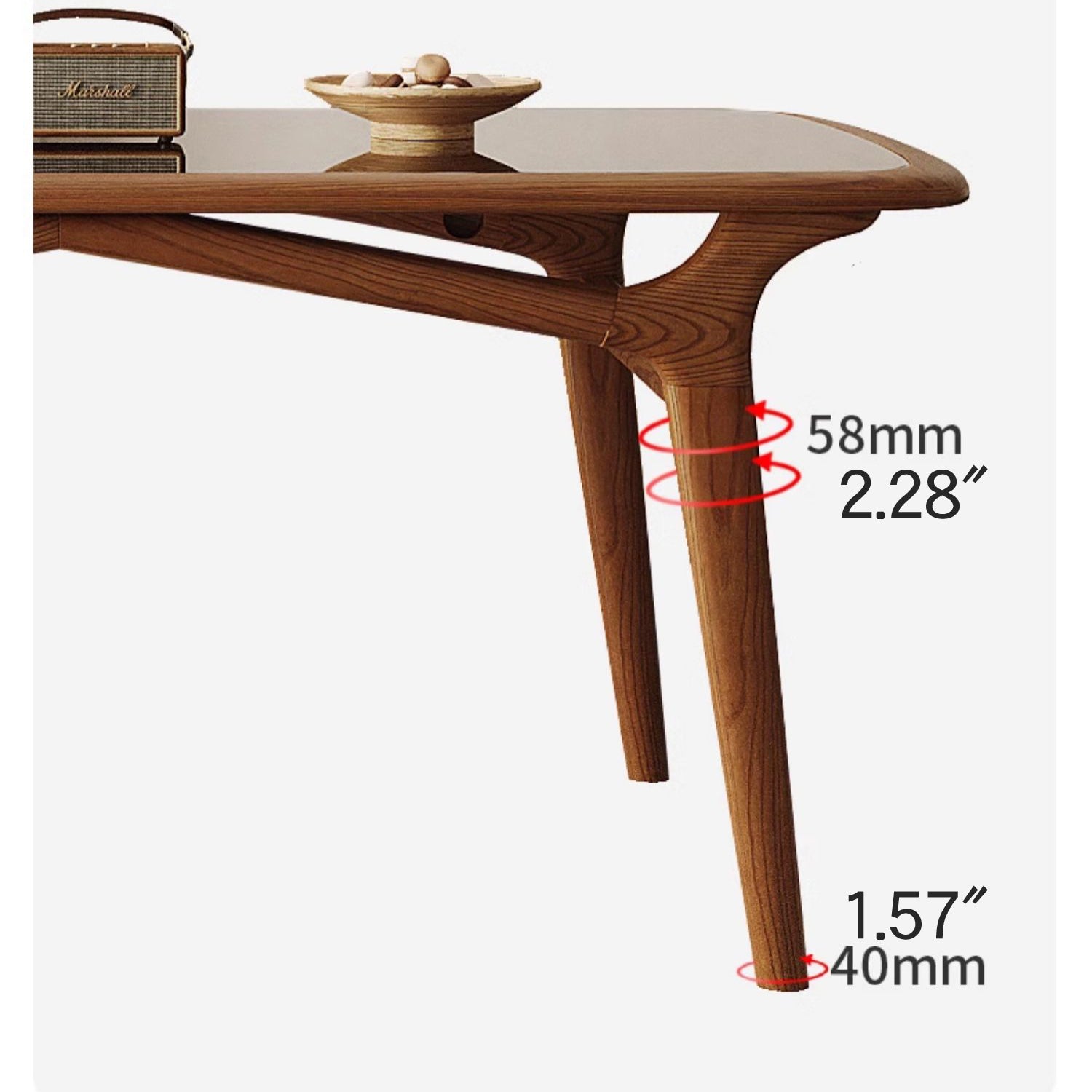 Modern Rectangular Ash Wood Dining Table with Glass Top for 6  fmbs-014